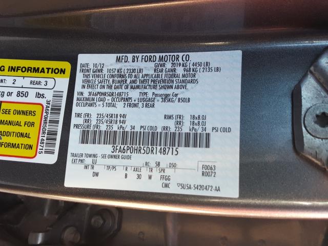 2013 FORD FUSION SE 3FA6P0HR5DR148715