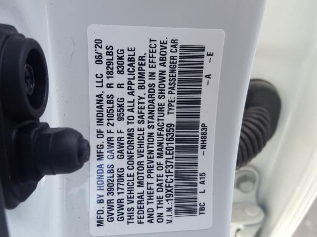 2020 HONDA CIVIC EX 19XFC1F37LE016359