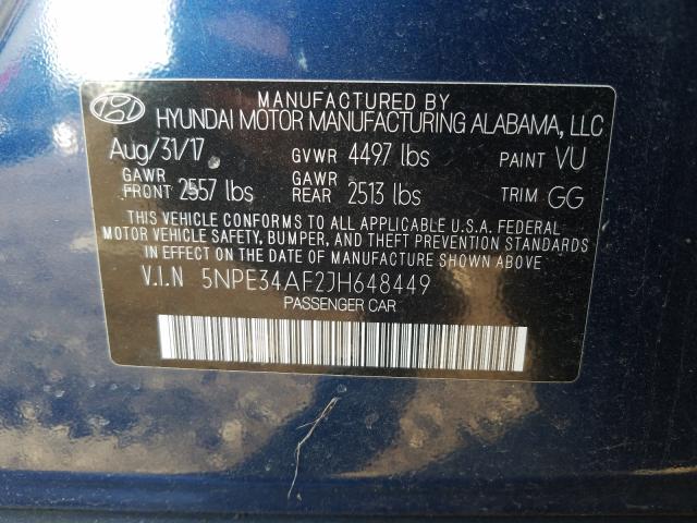 2018 HYUNDAI SONATA SPO 5NPE34AF2JH648449