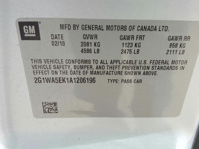 2010 CHEVROLET IMPALA LS 2G1WA5EK1A1206196