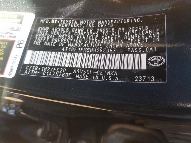 2017 TOYOTA CAMRY 4T1BF1FK5HU285087
