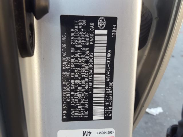 2010 TOYOTA CAMRY 4T1BF3EK0AU098083