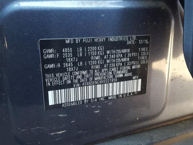 2017 SUBARU OUTBACK 3. 4S4BSENCXH3321956