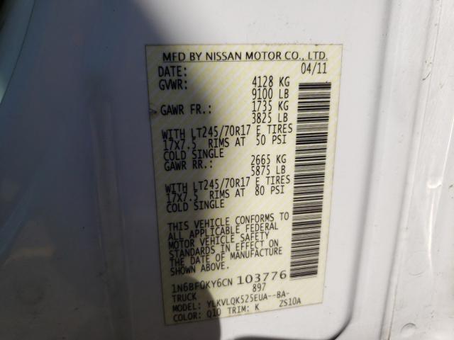2012 NISSAN NV 1500 1N6BF0KY6CN103776