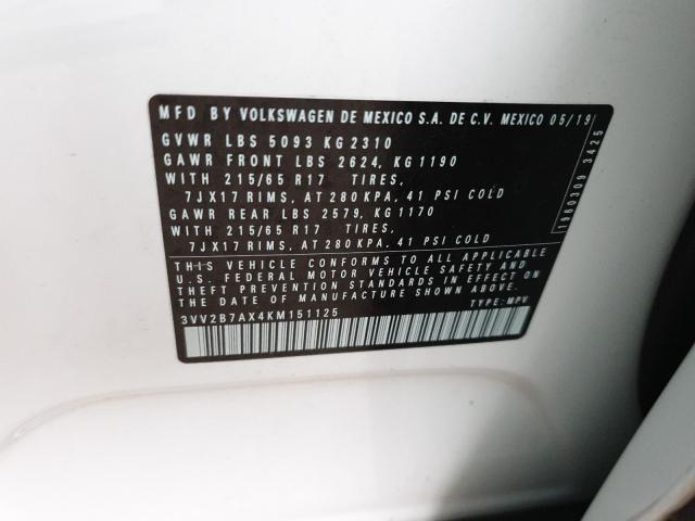 2019 VOLKSWAGEN TIGUAN SE 3VV2B7AX4KM151125