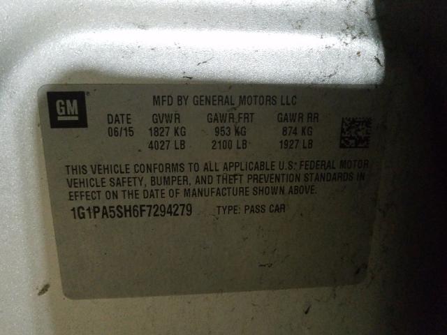 2015 CHEVROLET CRUZE LS 1G1PA5SH6F7294279