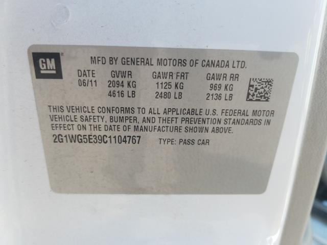 2012 CHEVROLET IMPALA 2G1WG5E39C1104767