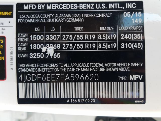 2015 MERCEDES-BENZ GL 450 4MA 4JGDF6EE7FA596620