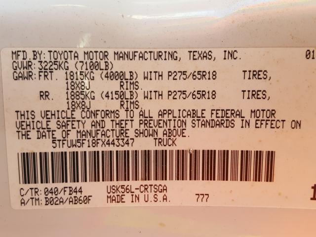 2015 TOYOTA TUNDRA DOU 5TFUW5F18FX443347