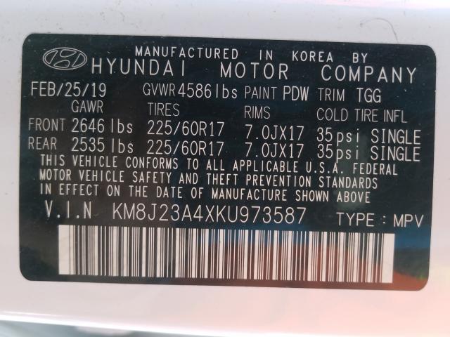 2019 HYUNDAI TUCSON SE KM8J23A4XKU973587