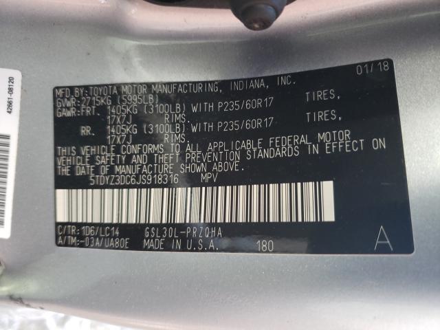 2018 TOYOTA SIENNA XLE 5TDYZ3DC6JS918316