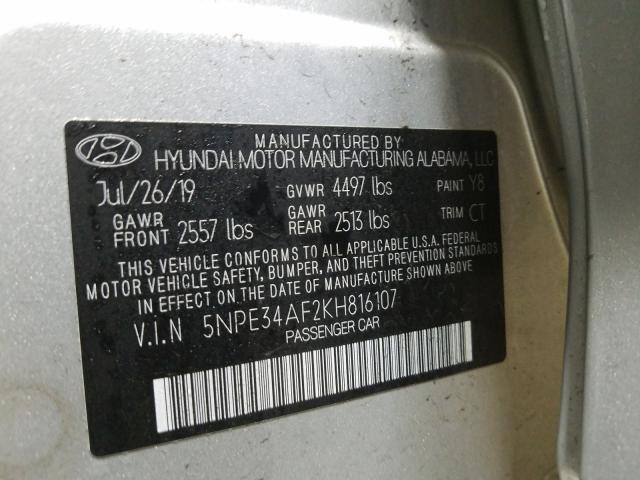 2019 HYUNDAI SONATA LIM 5NPE34AF2KH816107