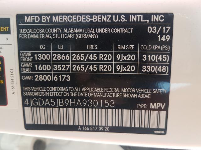 2017 MERCEDES-BENZ GLE 350 4JGDA5JB9HA930153