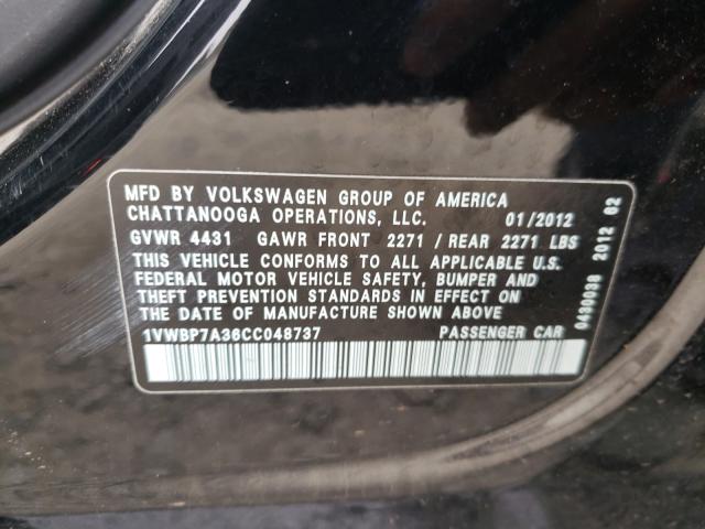 2012 VOLKSWAGEN PASSAT SE 1VWBP7A36CC048737