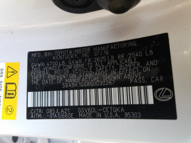 2016 LEXUS ES 350 58ABK1GG8GU030267