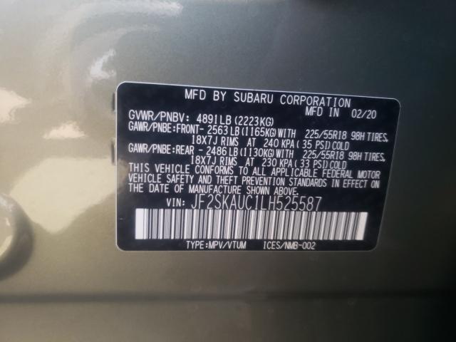 2020 SUBARU FORESTER L JF2SKAUC1LH525587