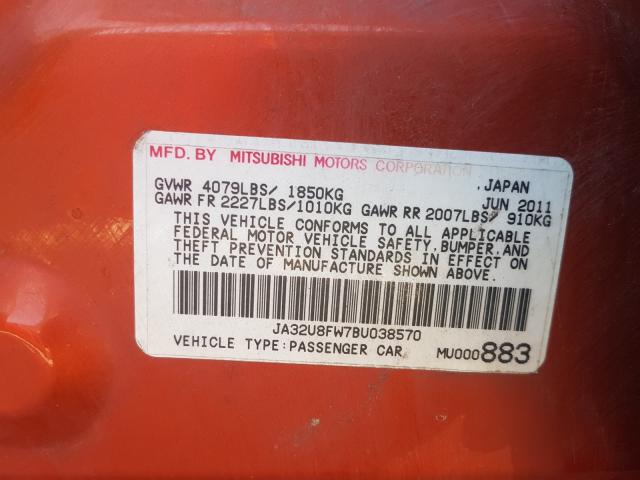2011 MITSUBISHI LANCER GTS JA32U8FW7BU038570