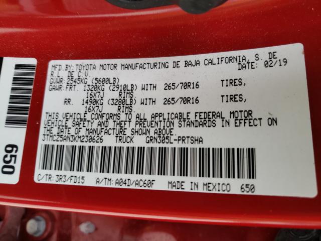 2019 TOYOTA TACOMA DOU 3TMCZ5AN3KM230626
