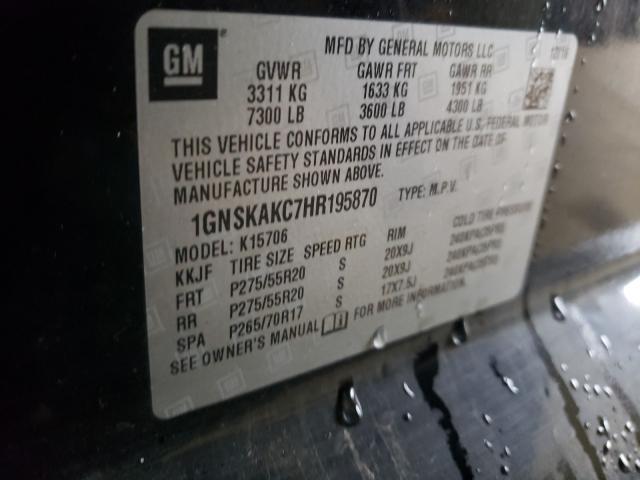 2017 CHEVROLET TAHOE K150 1GNSKAKC7HR195870