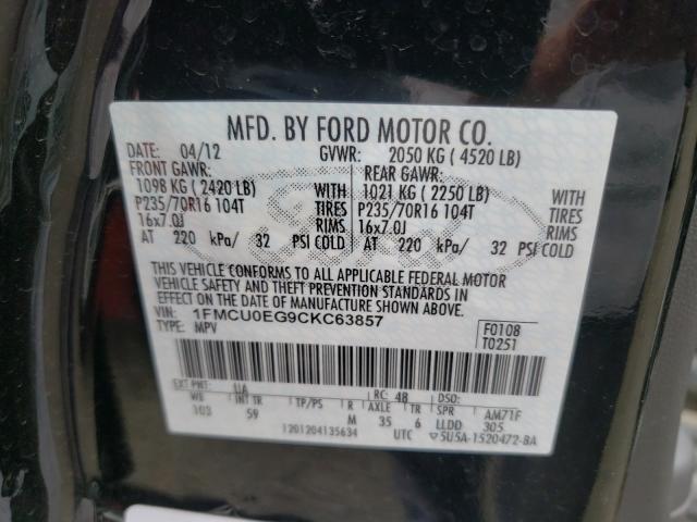 2012 FORD ESCAPE LIM 1FMCU0EG9CKC63857