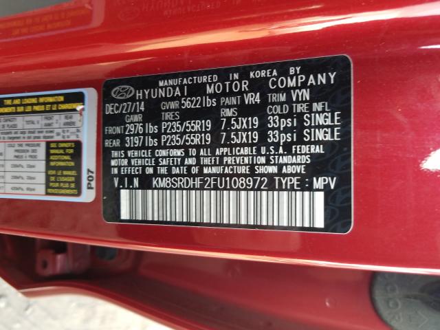 2015 HYUNDAI SANTA FE G KM8SRDHF2FU108972