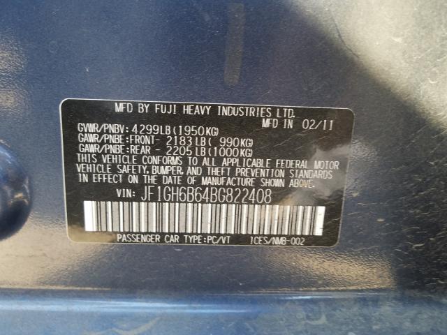2011 SUBARU IMPREZA 2. JF1GH6B64BG822408