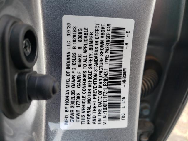 2020 HONDA CIVIC EX 19XFC1F31LE209431