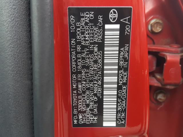2010 TOYOTA YARIS JTDBT4K37A1368055