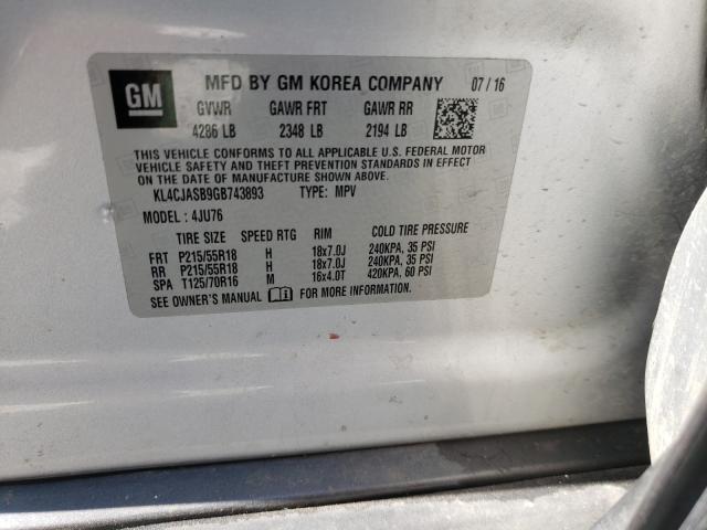2016 BUICK ENCORE KL4CJASB9GB743893