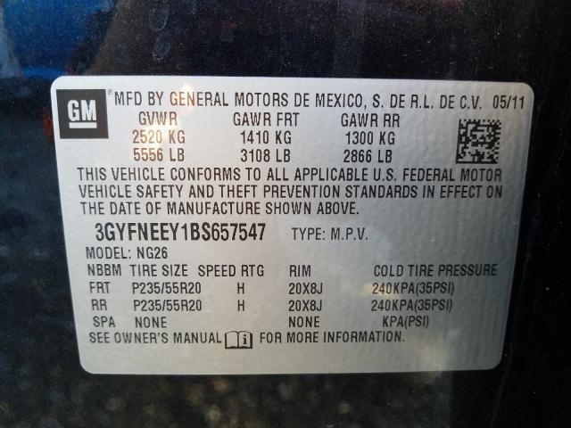 2011 CADILLAC SRX PERFOR 3GYFNEEY1BS657547