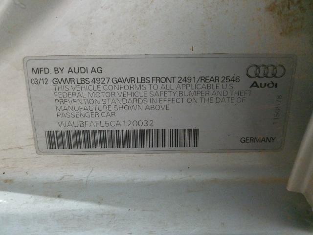 2012 AUDI A4 PREMIUM WAUBFAFL5CA120032