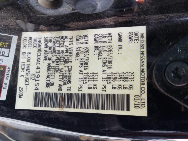 2010 NISSAN FRONTIER K 1N6AD0CUXAC419154