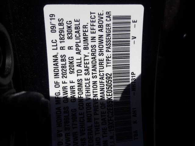 2019 HONDA CIVIC SPOR 19XFC2E85KE050592