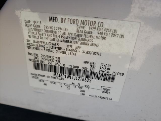 2018 FORD ECOSPORT MAJ6P1WL1JC216622