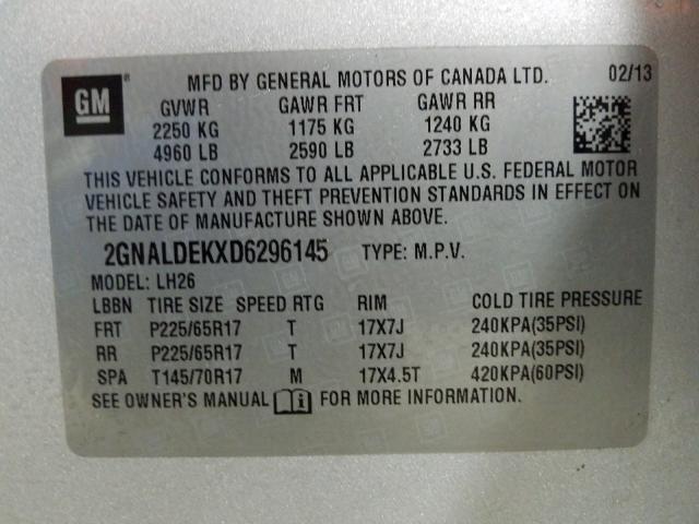 2013 CHEVROLET EQUINOX 2GNALDEKXD6296145