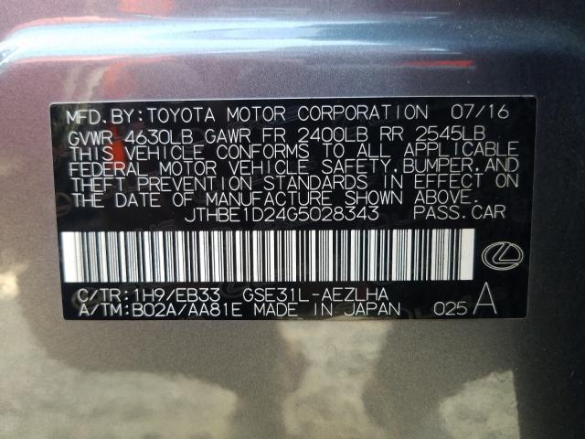 2016 LEXUS IS 350 JTHBE1D24G5028343