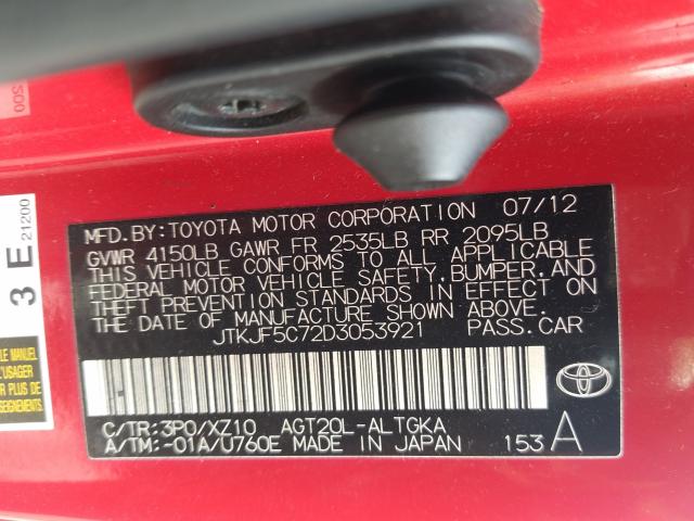 2013 TOYOTA SCION TC JTKJF5C72D3053921