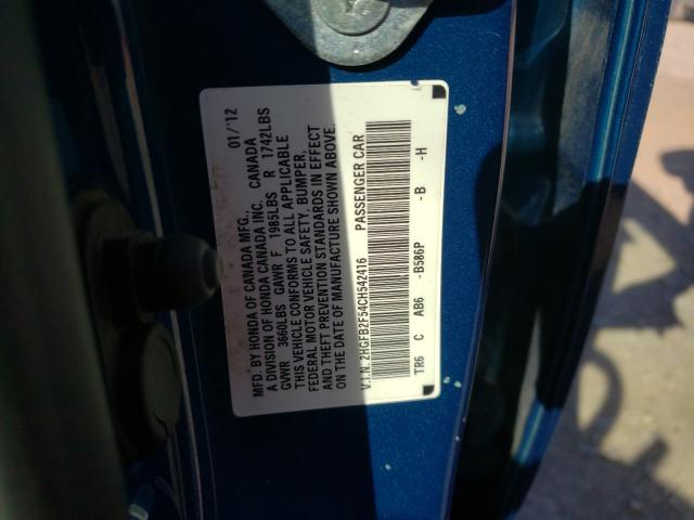 2012 HONDA CIVIC LX 2HGFB2F54CH542416