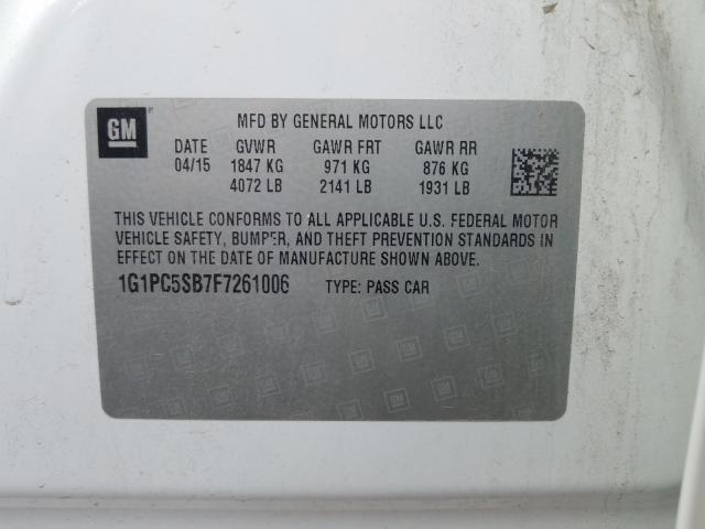 2015 CHEVROLET CRUZE LT 1G1PC5SB7F7261006