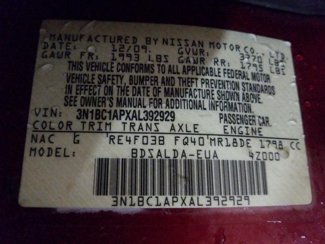 2010 NISSAN VERSA S 3N1BC1APXAL392929