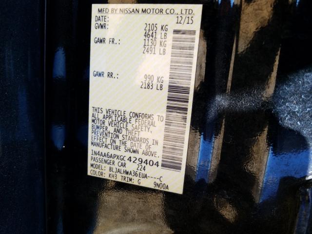 2016 NISSAN MAXIMA 3.5 1N4AA6APXGC429404