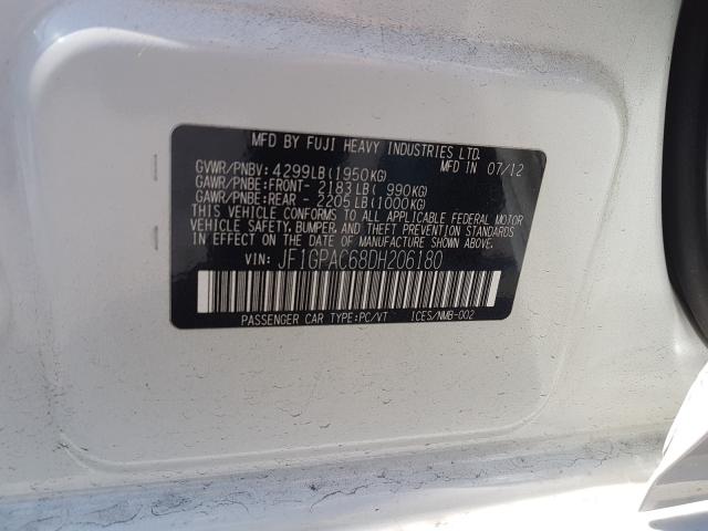 2013 SUBARU IMPREZA PR JF1GPAC68DH206180
