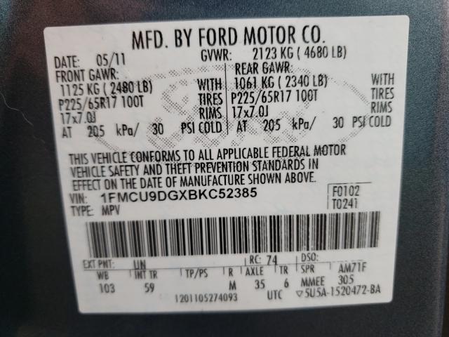2011 FORD ESCAPE 1FMCU9DGXBKC52385