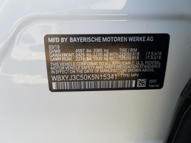 VIN WBXYJ3C50K5N15341 2019 BMW X2, Sdrive28I no.10