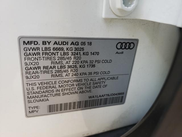 VIN WA1LAAF79JD043955 2018 Audi Q7, Premium Plus no.10