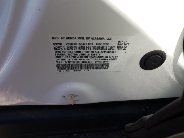 2017 HONDA PILOT EX 5FNYF6H39HB059404