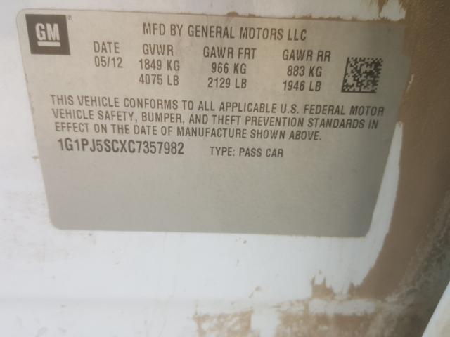 2012 CHEVROLET CRUZE ECO 1G1PJ5SCXC7357982