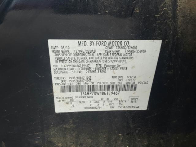 2011 FORD TAURUS SE 1FAHP2DW4BG119467