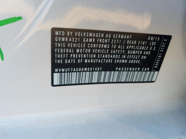 2016 VOLKSWAGEN GOLF R WVWUF7AU8GW091407