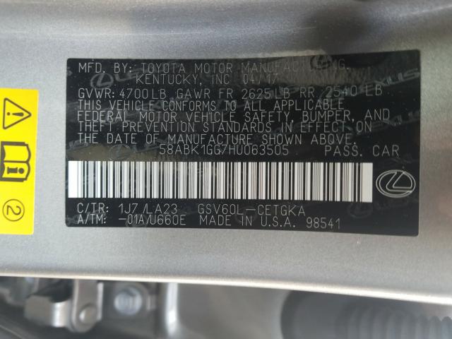 2017 LEXUS ES 350 58ABK1GG7HU063505